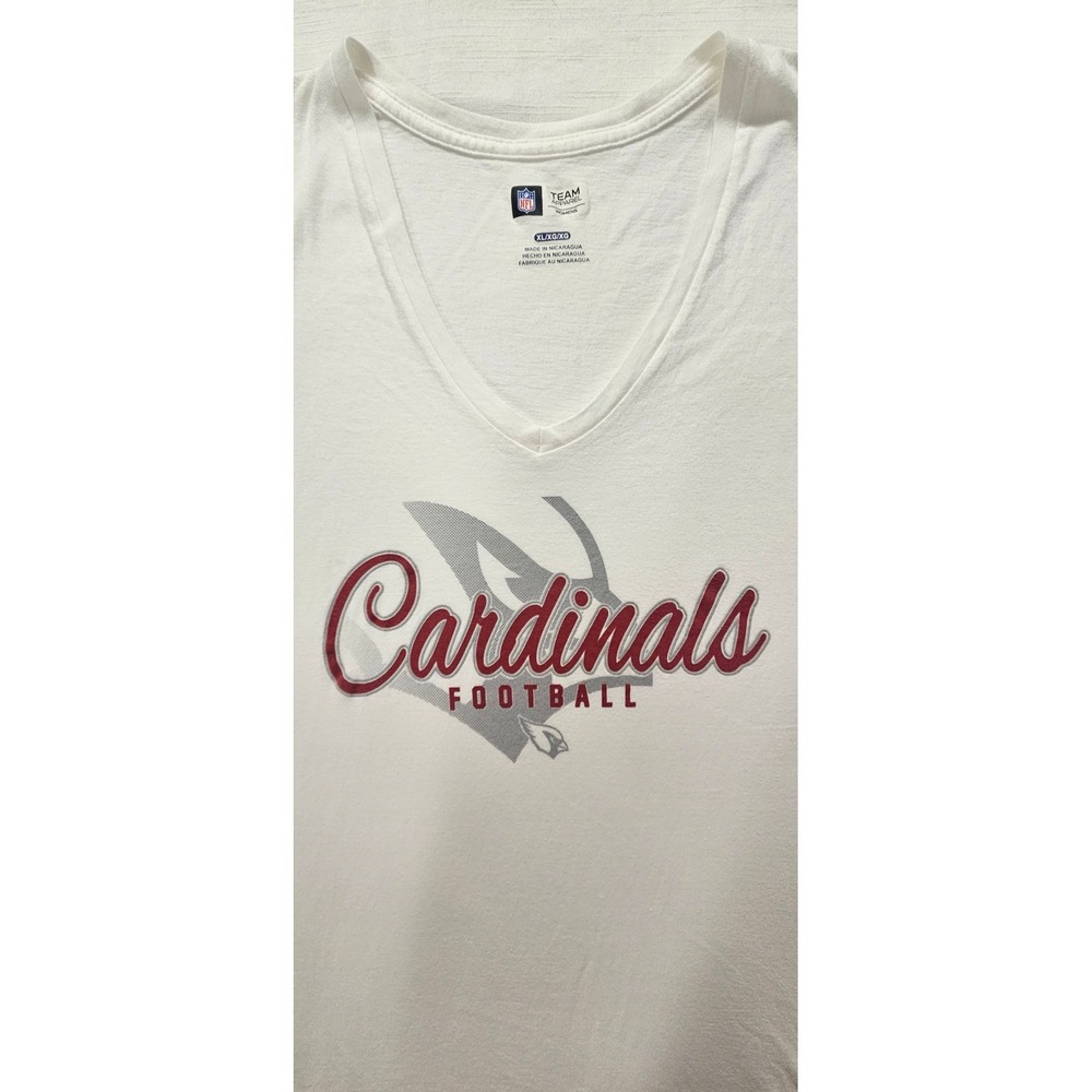 NFL Team Apparel Arizona Cardinals Womens V-Neck T-Shirt White XL 2285 - Picture 5 of 8